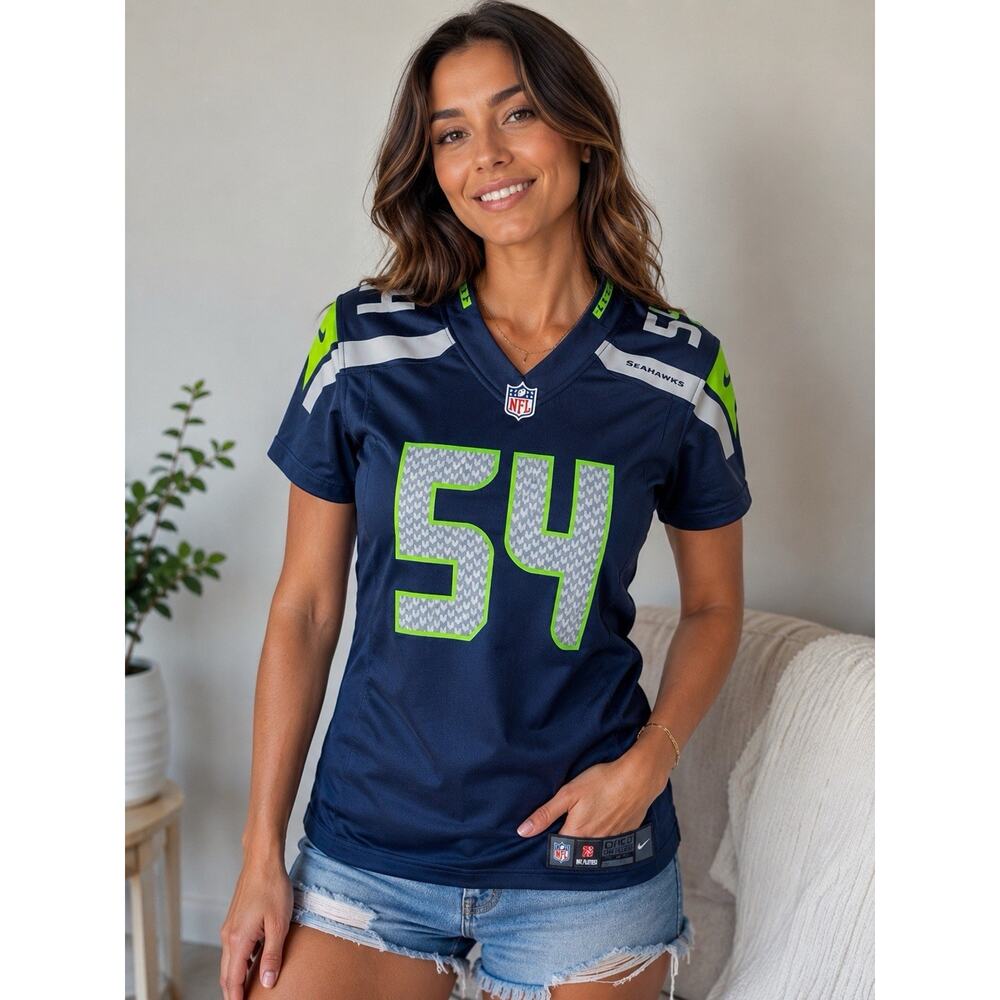 Nike Navy and Neon Green Seahawks Football Jersey - #54